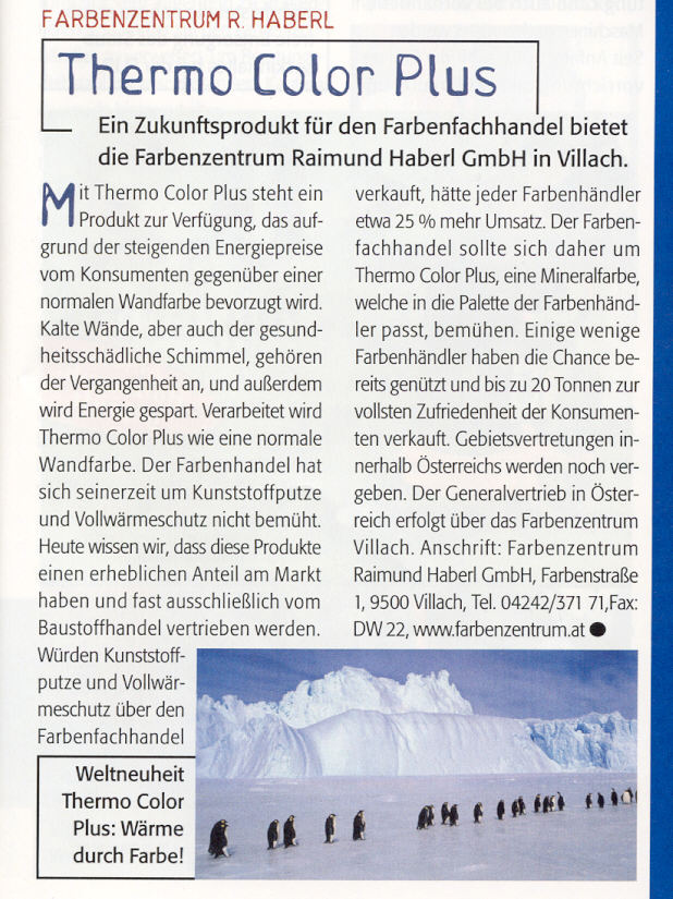 Zeitungsbericht in "Farbe und Form" Jänner/Feber 2005