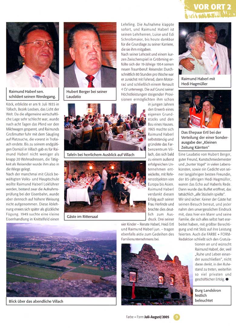 Zeitungsbericht in "Farbe und Form" Juli/August 2005 - Seite 9